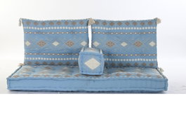 DKD Home Decor Set de 4 Cojines de Algodón Bordados Azul Celeste