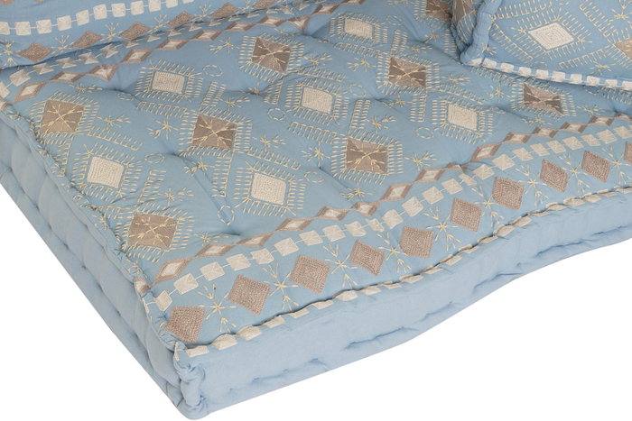DKD Home Decor Set de 4 Cojines de Algodón Bordados Azul Celeste