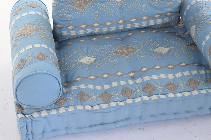 DKD Home Decor Sillón Azul Algodón Acabado Desgastado. Colección Elape. Dimensiones 50x55x90 cm. Pack de 4 Unidades.