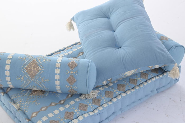 DKD Home Decor Sillón Azul Algodón Acabado Desgastado. Colección Elape. Dimensiones 50x55x90 cm. Pack de 4 Unidades.