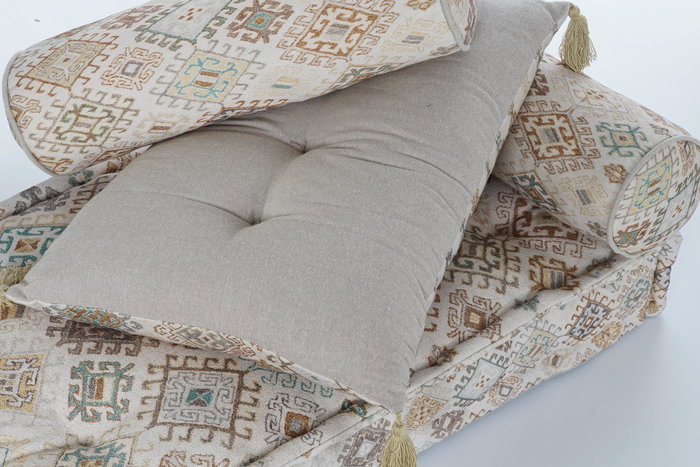 DKD Home Decor Sillón Set de 4 Algodón Beige Desgastado, Ancho 90 cm, Fondo 50 cm, Alto 55 cm, Asiento 11 cm