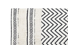 DKD Home Decor Alfombra Scandi Negro Blanco Zig Zag Algodon Polyester 226 x 160 x 0.7 cm