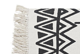 DKD Home Decor Alfombra Boho Blanco Negro 180 x 0.7 x 120 cm Algodón