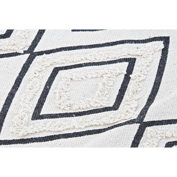 DKD Home Decor Alfombra de Algodón con Diseño de Rombos Blanco y Negro