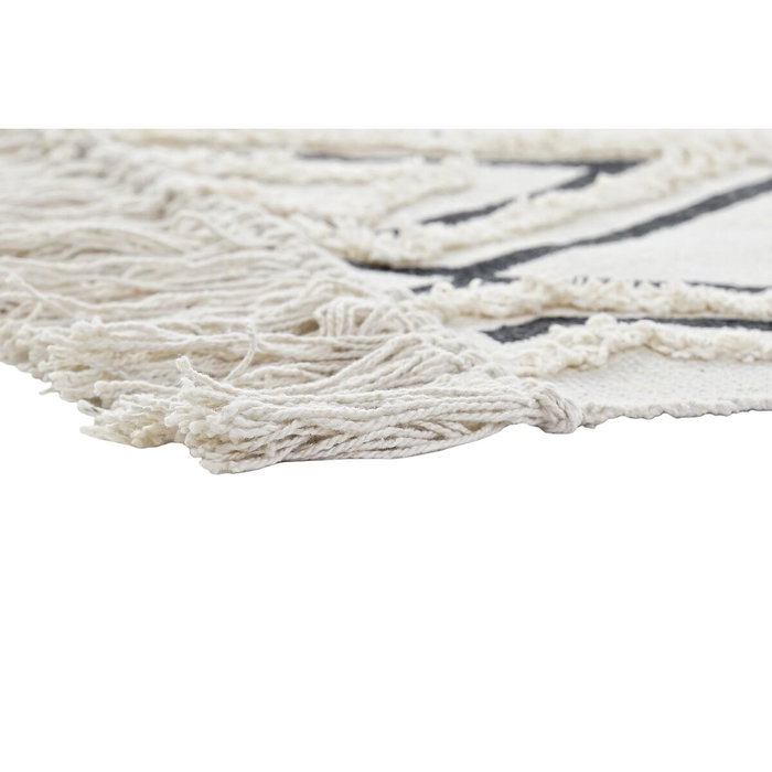 DKD Home Decor Alfombra de Algodón con Diseño de Rombos Blanco y Negro
