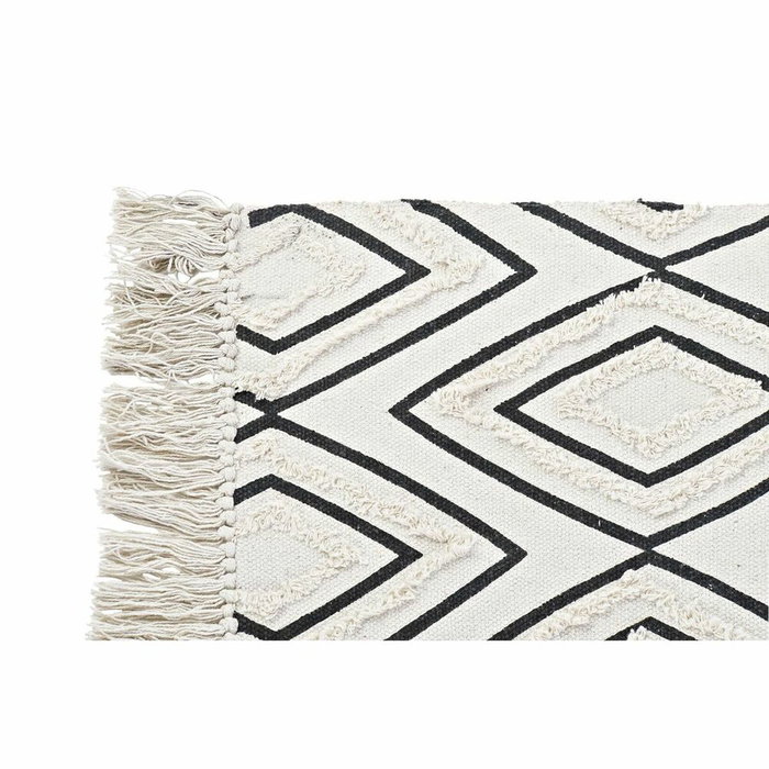 DKD Home Decor Alfombra de Algodón con Diseño de Rombos Blanco y Negro