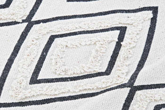 DKD Home Decor Alfombra de Algodón con Diseño de Rombos Blanco y Negro