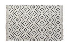 DKD Home Decor Alfombra de Algodón con Diseño de Rombos Blanco y Negro