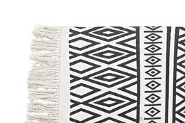 DKD Home Decor Alfombra Boho Blanco Negro Algodón 180 x 0.7 x 120 cm