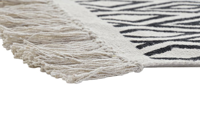 DKD Home Decor Alfombra Boho Blanco Negro 250 x 0.7 x 160 cm