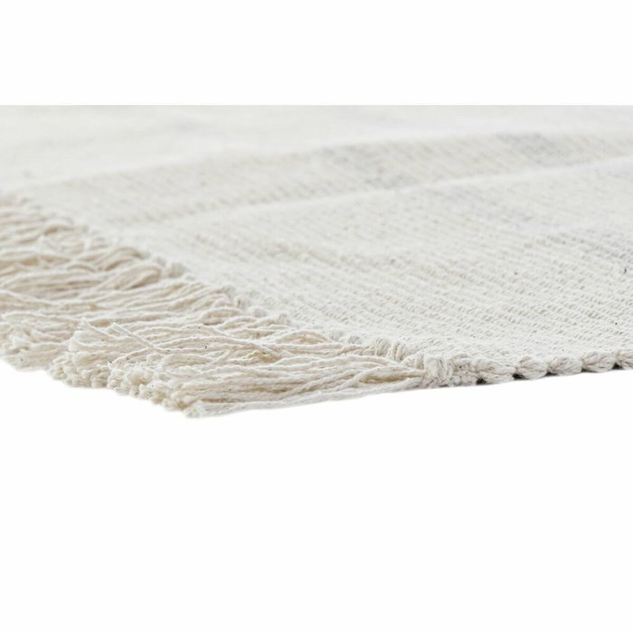 DKD Home Decor Alfombra de Algodón con Flecos Blanco y Gris (Pack de 2)