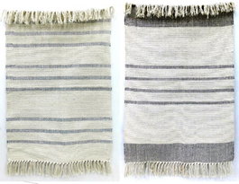 DKD Home Decor Alfombra de Algodón con Flecos Blanco y Gris 200x290 cm (Pack de 2)