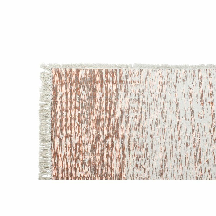 DKD Home Decor Alfombra de Algodón con Flecos Naranja y Beige 120x180 cm