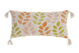 DKD Home Decor Cojín de Algodón con Bordado de Hojas, 60x10x30 cm