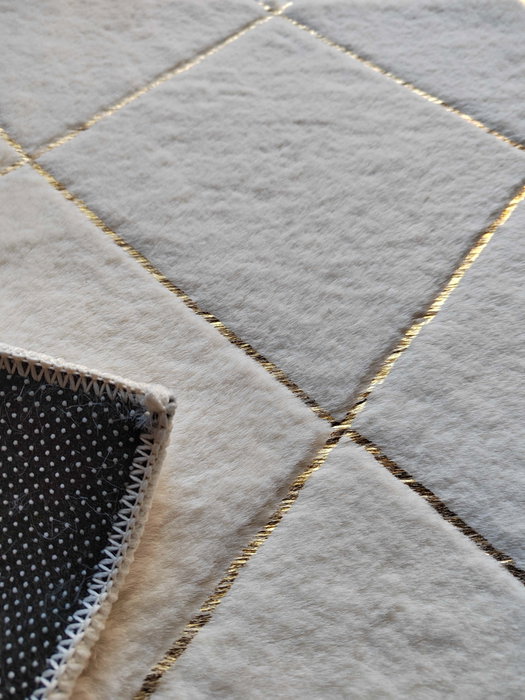 DKD Home Decor Alfombra Blanco Poliester 240x60 cm Rombo 1000 gsm
