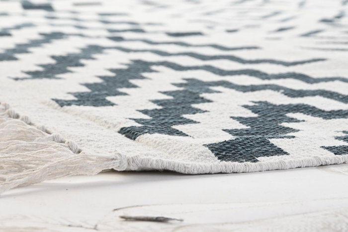 DKD Home Decor Alfombra Boho Negro Blanco Algodon Polyester 230 x 160 cm