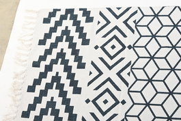 DKD Home Decor Alfombra Boho Negro Blanco Algodon Polyester 230 x 160 cm