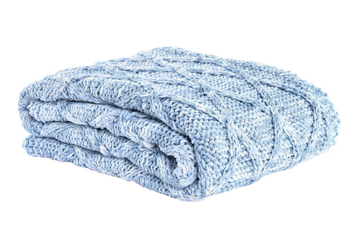 DKD Home Decor Plaid Alpino Azul Celeste 125 x 150 cm (2 Unidades) Poliester