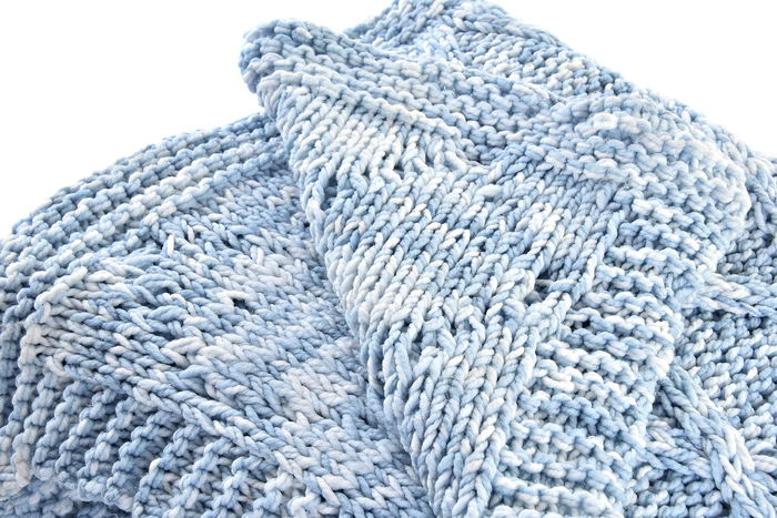 DKD Home Decor Plaid Alpino Azul Celeste 125 x 150 cm (2 Unidades) Poliester