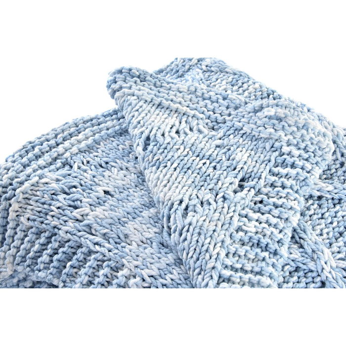 DKD Home Decor Plaid de Poliéster 150x125x1 cm, 2 unidades, Azul celeste