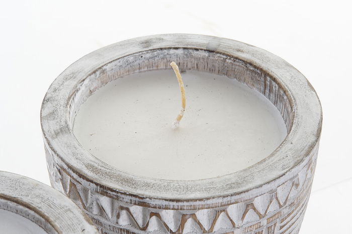 DKD Home Decor Vela Boho Blanco Marron 15 x 15 x 15 cm (2 Unidades)