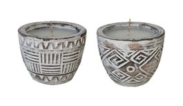 DKD Home Decor Vela Boho Blanco Marron 15 x 15 x 15 cm (2 Unidades)