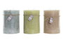 DKD Home Decor Set de 3 Velas de Cera de Parafina Surtidas 14,5x14,5x20 cm