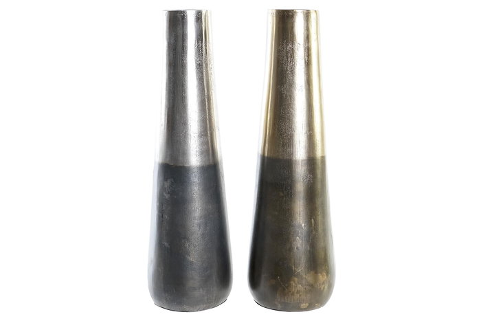 DKD Home Decor Jarrón Moderno Dorado Plateado 15.5 x 49.5 x 15.5 cm (2 Unidades) DKD Home Decor Jarrón Moderno Dorado Plateado 15.5 x 49.5 x 15.5 cm (2 Unidades)