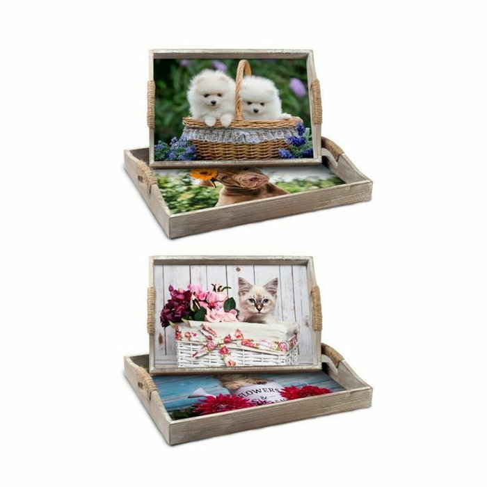DKD Home Decor Set de 2 Bandejas MDF Gatitos Multicolor DKD Home Decor Set de 2 Bandejas MDF Gatitos Multicolor