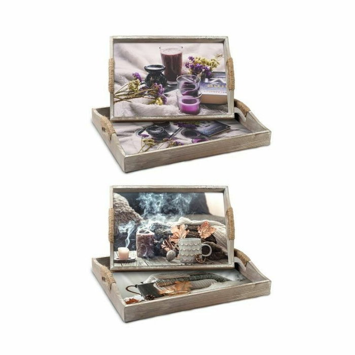 DKD Home Decor Set de 2 Bandejas Decorativas Multicolor Estilo Scandi