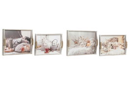 DKD Home Decor Bandeja Oriental Multicolor MDF Set de 2 Piezas 40 x 30 x 6 cm