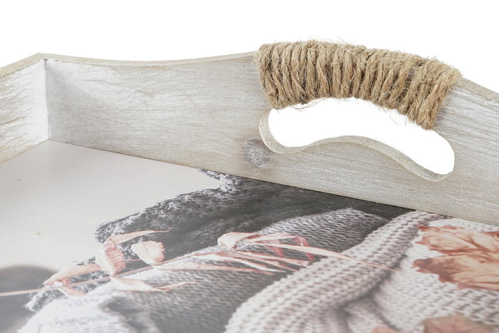 DKD Home Decor Bandeja Oriental Multicolor MDF Set de 2 Piezas 40 x 30 x 6 cm