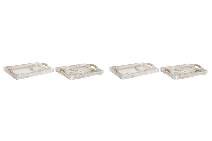 DKD Home Decor Bandeja Verde Beige Mdf 30 x 6 x 40 cm Set de 2 DKD Home Decor Bandeja Verde Beige Mdf 30 x 6 x 40 cm Set de 2