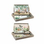 DKD Home Decor Set de 2 Bandejas de MDF con Macetas Surtidas en Verde y Beige