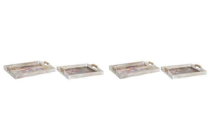 DKD Home Decor Bandeja Vintage Multicolor MDF Set de 2 30 x 6 x 40 cm DKD Home Decor Bandeja Vintage Multicolor MDF Set de 2 30 x 6 x 40 cm