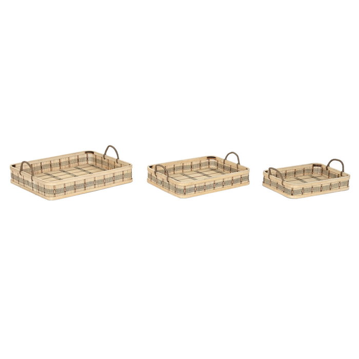 DKD Home Decor Set de 3 Bandejas de Bambú ASA Marrón Claro DKD Home Decor Set de 3 Bandejas de Bambú ASA Marrón Claro