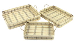 DKD Home Decor Bandeja Marron Claro 43 x 9 x 54 cm Set de 3