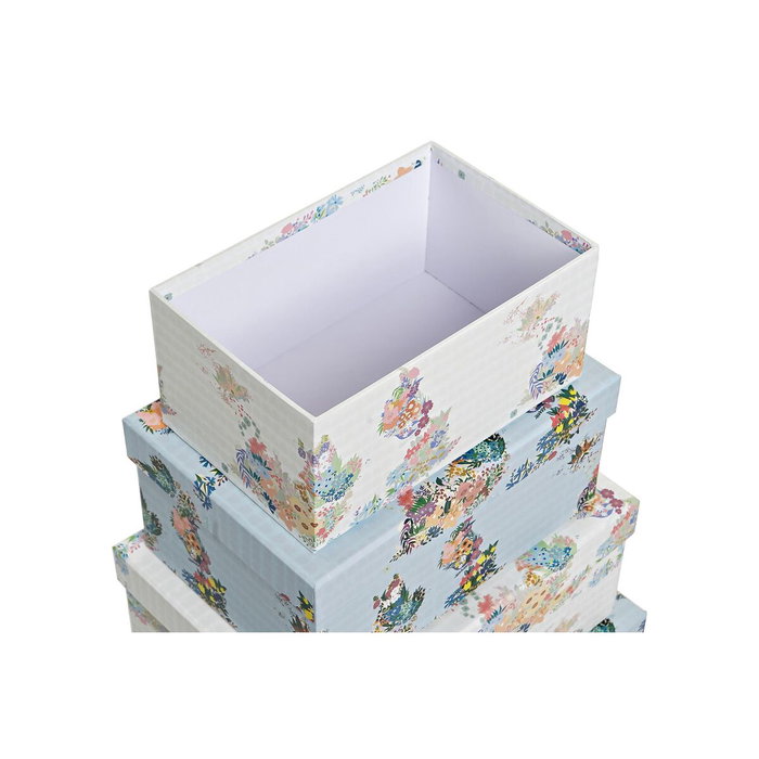 DKD Home Decor Set de 10 Cajas de Cartón Flores Azul DKD Home Decor Set de 10 Cajas de Cartón Flores Azul