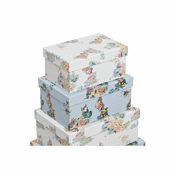 DKD Home Decor Set de 10 Cajas de Cartón Flores Azul DKD Home Decor Set de 10 Cajas de Cartón Flores Azul
