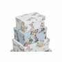 DKD Home Decor Set de 10 Cajas de Cartón Flores Azul