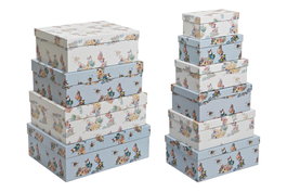 DKD Home Decor Caja Urban Azul Blanco Set de 10 Piezas 33.5 x 15.5 x 43.5 cm