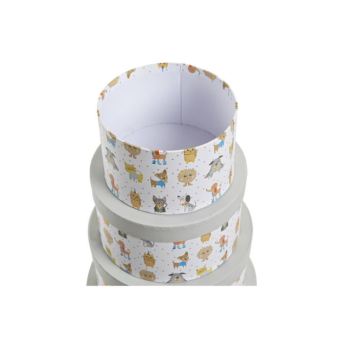 DKD Home Decor Set de 10 Cajas Redondas de Cartón Blanco DKD Home Decor Set de 10 Cajas Redondas de Cartón Blanco
