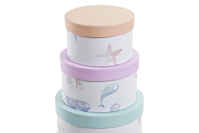 DKD Home Decor Caja Set 10 Piezas Ballenitas Kids Azul Lila Melocoton Blanco Redonda Carton 37.5 x 37.5 x 18 cm DKD Home Decor Caja Set 10 Piezas Ballenitas Kids Azul Lila Melocoton Blanco Redonda Carton 37.5 x 37.5 x 18 cm