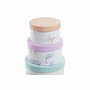 DKD Home Decor Set de 10 Cajas Redondas Azul Ballenitas