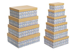 DKD Home Decor Caja Baobab Kids Azul Amarillo Carton 43.5 x 33.5 x 15.5 cm Set de 10