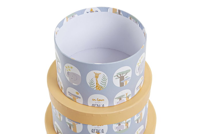 DKD Home Decor Caja para Niños Azul Amarillo 37.5 x 18 x 37.5 cm Set de 10