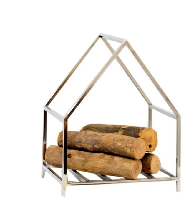 DKD Home Decor Leñera Moderno Plateado Inox 30 x 50 x 40 cm