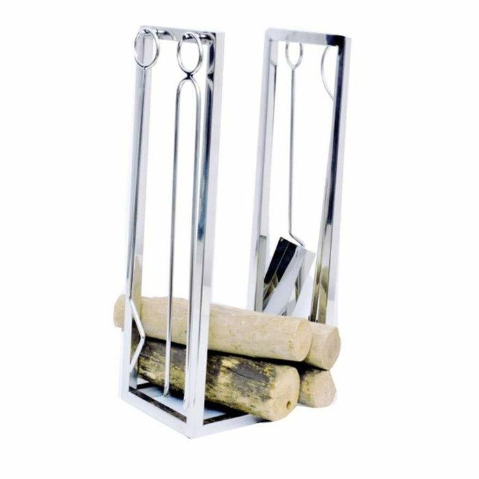 DKD Home Decor Set de 4 Leñeras Inox 36x20x59 Niquelado Plateado DKD Home Decor Set de 4 Leñeras Inox 36x20x59 Niquelado Plateado
