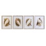 DKD Home Decor Cuadro Cristal Bambú Cacatua Set de 4 Surtido 50x2,8x65 cm