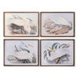 DKD Home Decor Cuadro de Cristal y Abeto Garzas Surtido de 4 Unidades 70x50 cm